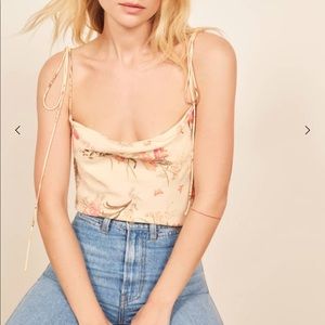 Reformation Leah Tank Top Floral Tie Adjustable